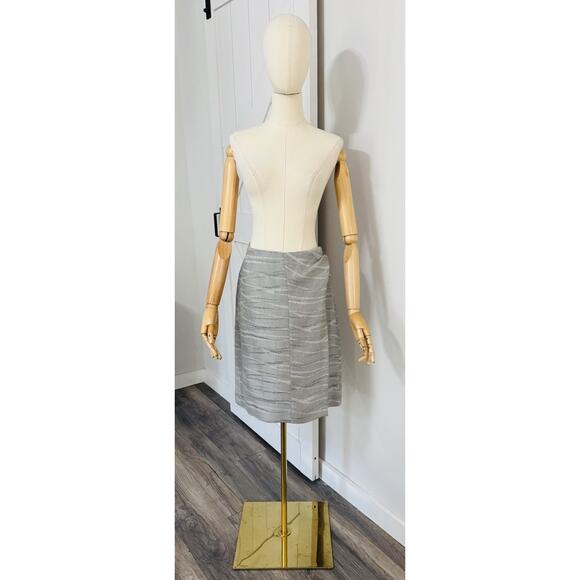 Giorgio Armani Womens Size 42 Silver Black Faux Wrap Pencil Skirt Silk Viscose - Picture 1 of 10